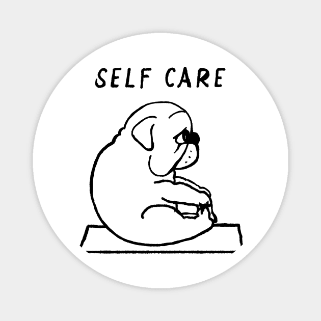 Funny Bulldog Self Care yoga Magnet by MasutaroOracle